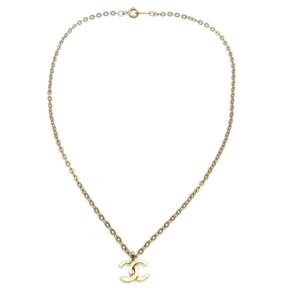 Chanel Mini Cc Logos Charm Gold Chain Pendant Necklace Authentic - Picture 1 of 8